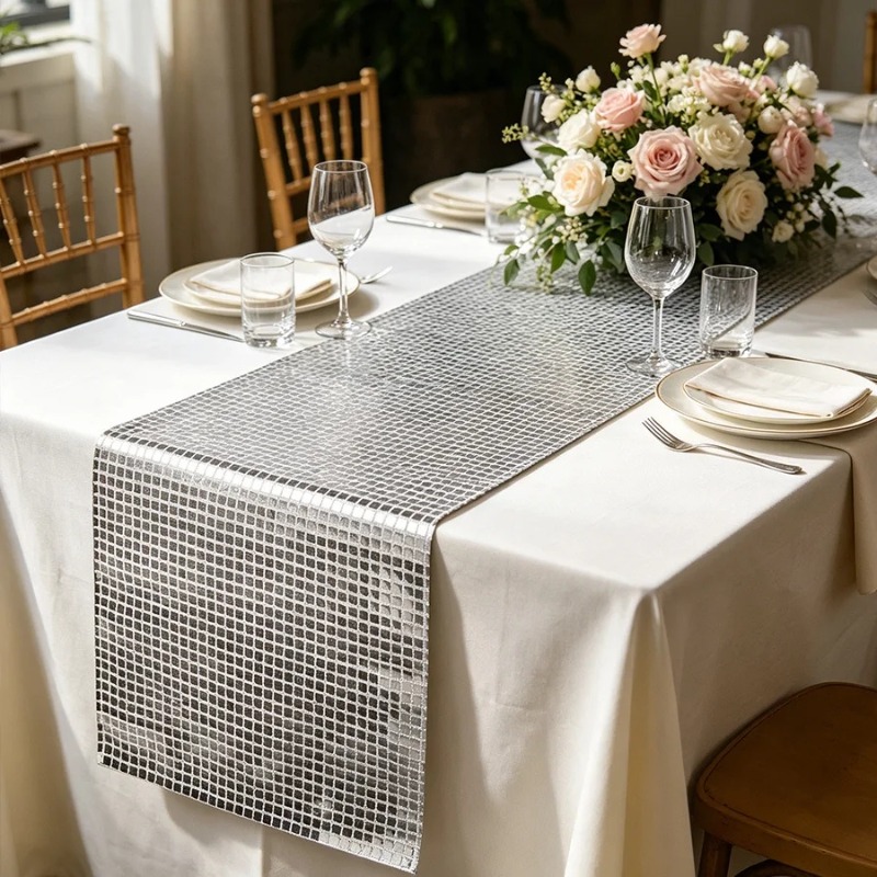 Table Runner Sequin - Glitter Sequin Table Runner Mirror Metallic