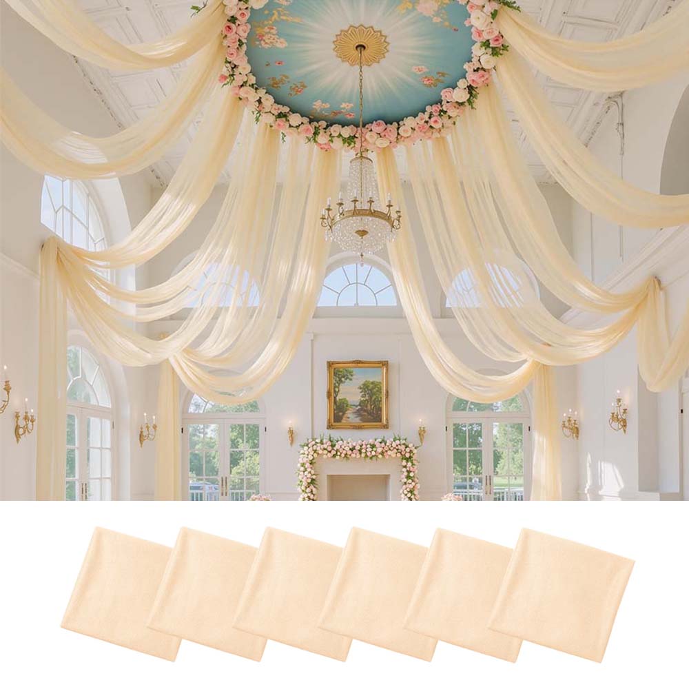 Wedding Backdrop Curtain - 6 Pack Wedding Ceiling Drapes Tulle
