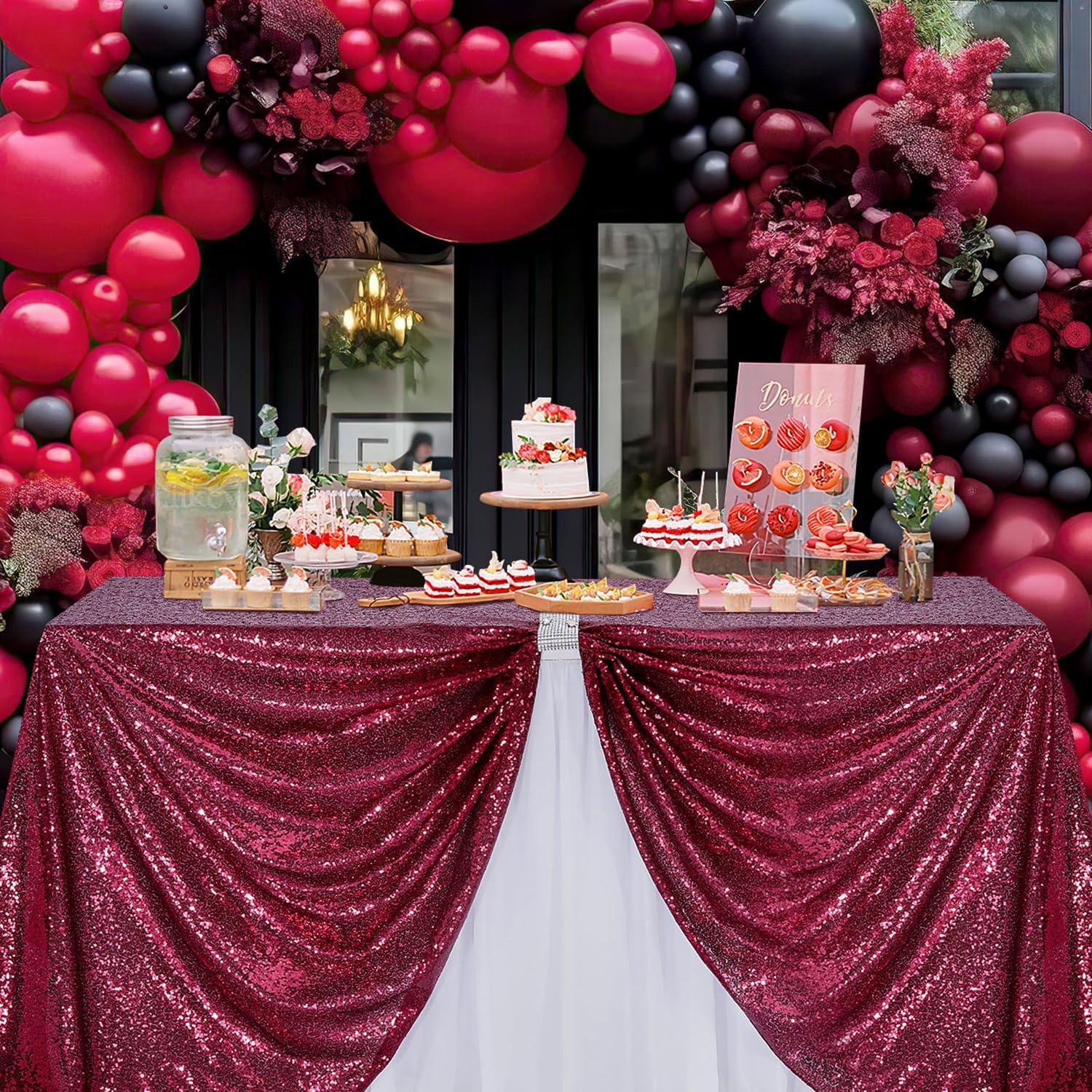 Burgundy Sequin Tablecloth Gli - Table Runner Sequin review and price