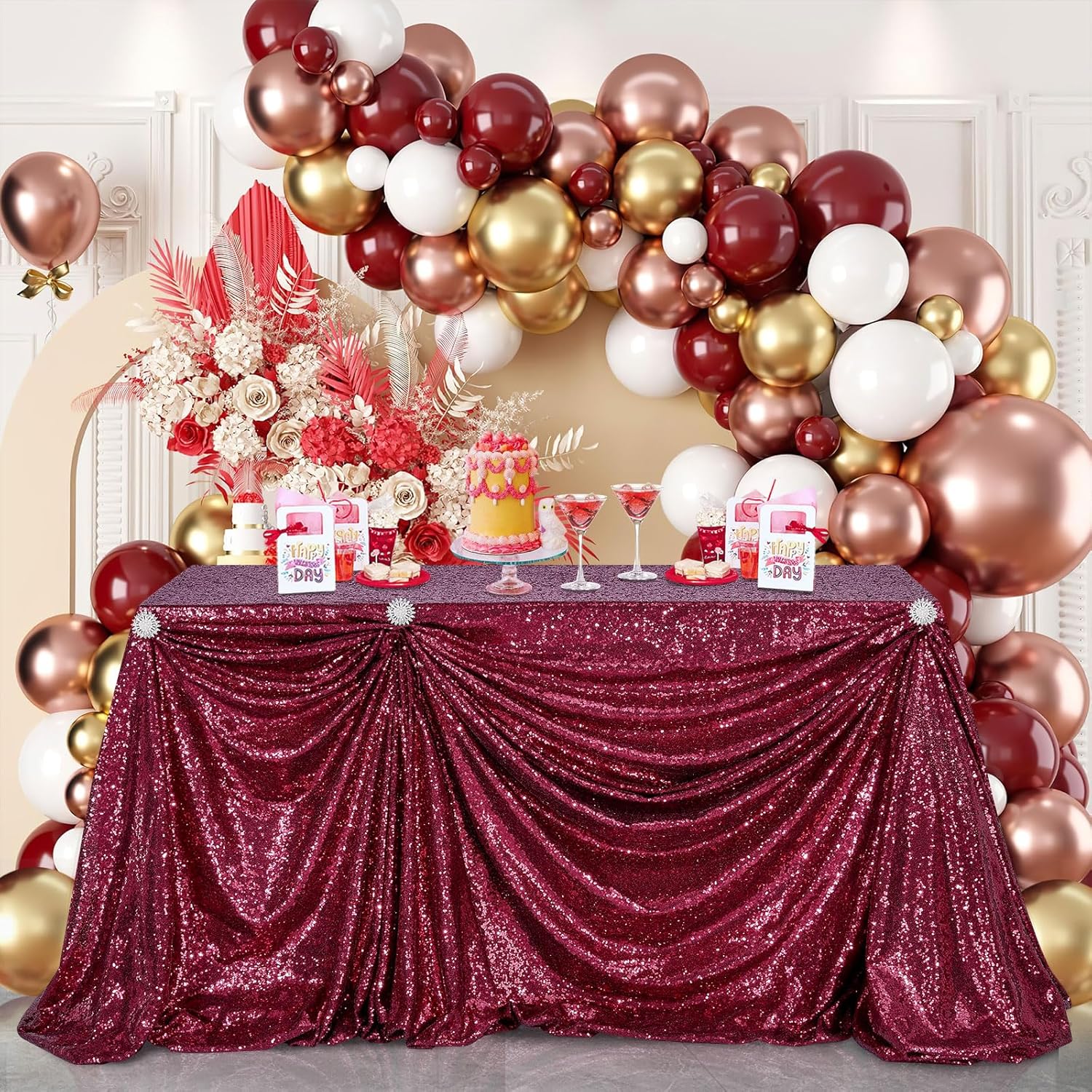 Burgundy Sequin Tablecloth Gli - Table Runner Sequin review and price