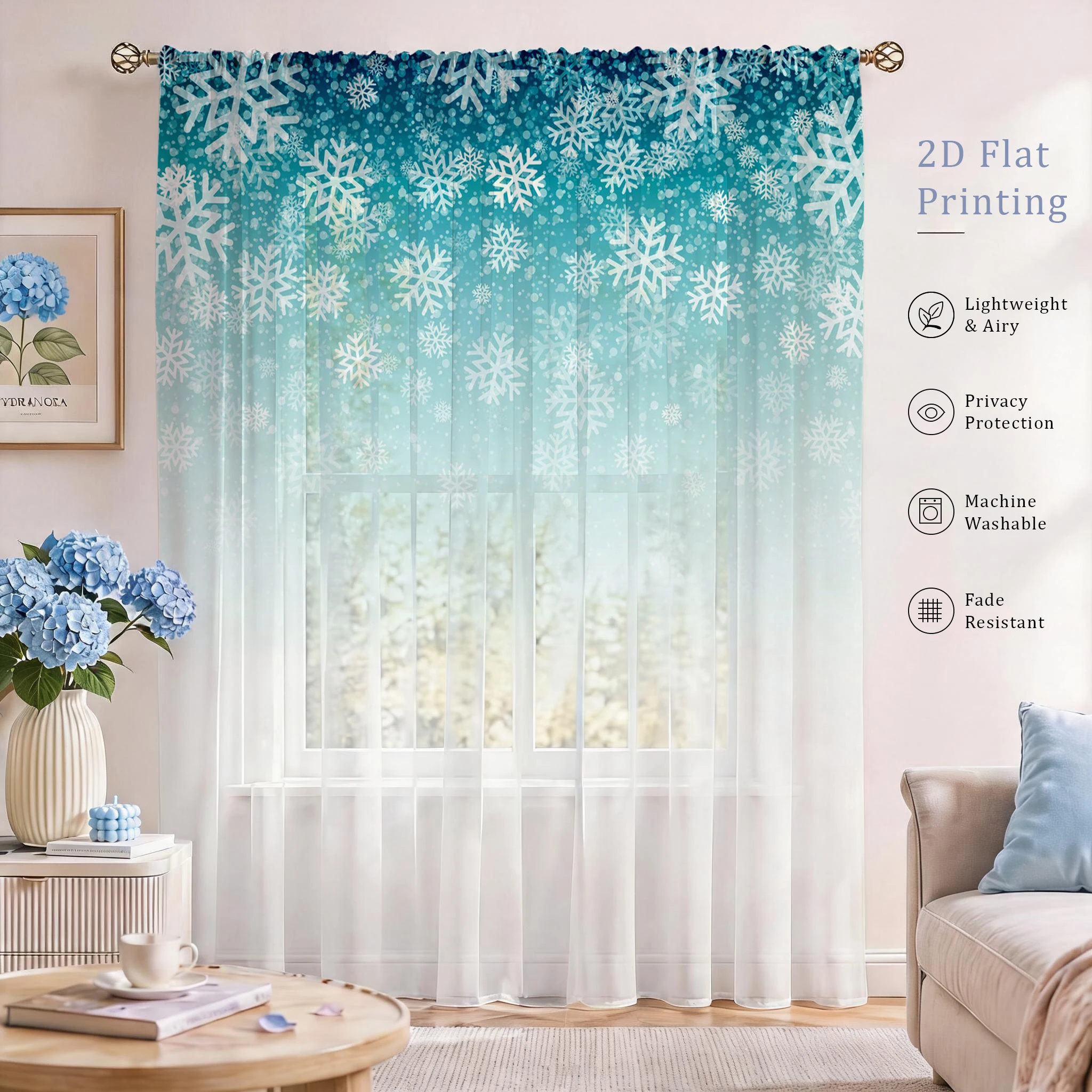 Floral Gradient Sheer Curtain, - Good Floral & Wedding Decor Supply review and price