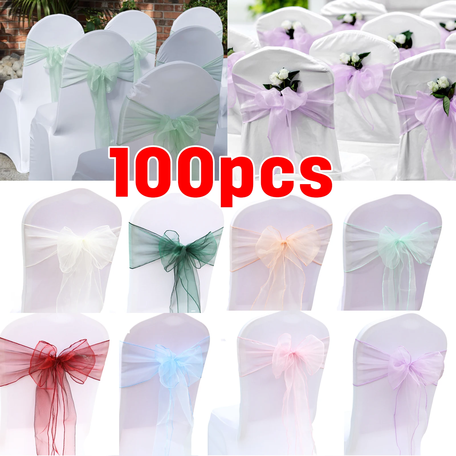 10/50/100PCS 17x275cm Organza  - Chair Sash Organza review and price