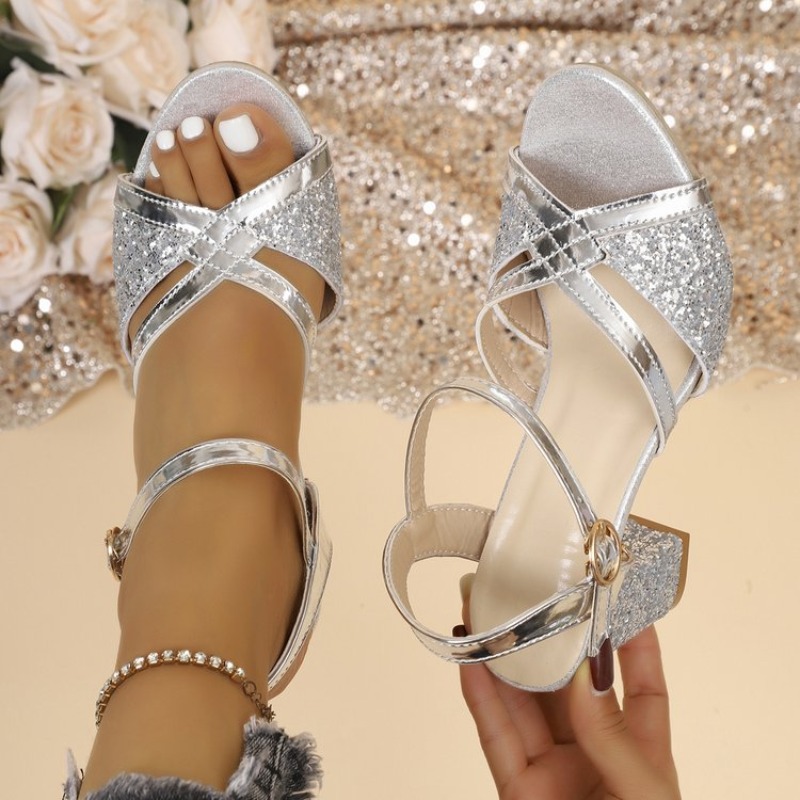 Women Block Heels Sandals Gold - Wedding Shop review and price