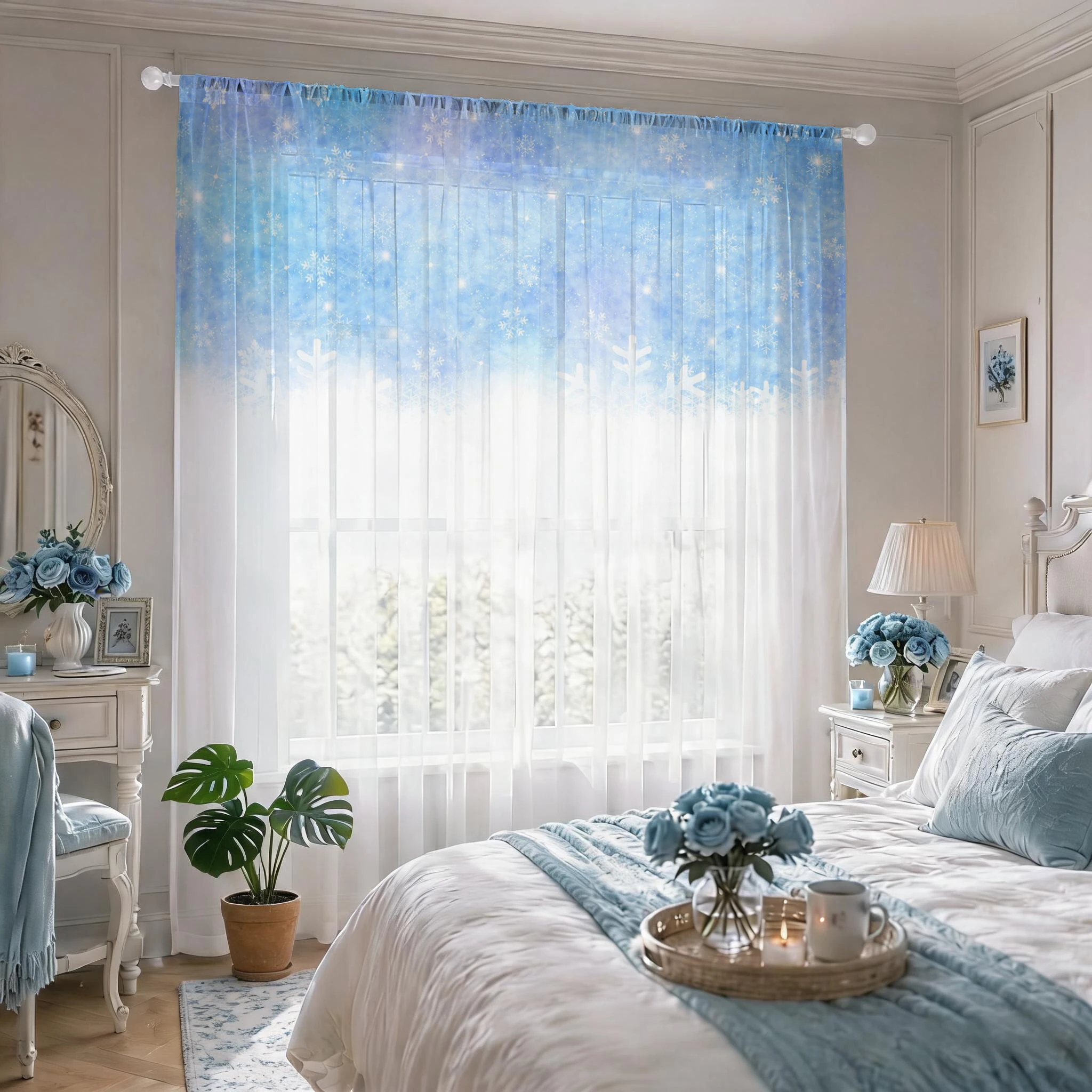 Floral Gradient Sheer Curtain, - Good Floral & Wedding Decor Supply review and price